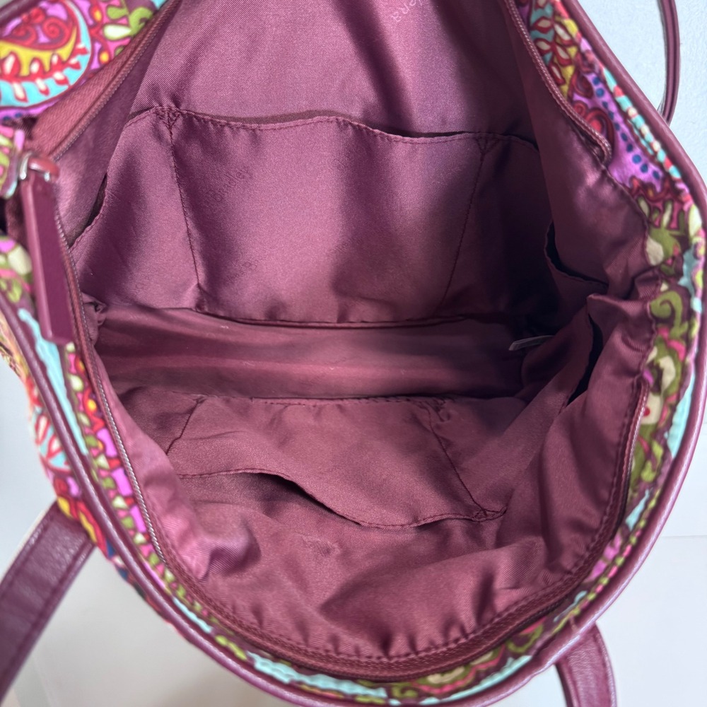 Vera Bradley Pink Paisley Quilted Cotton Tote Bag Straps Boho Festival Floral - Picture 5 of 9